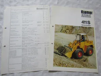Prospekt Kramer Allrad 411S Schaufellader von 1975 und Händler Einkaufspreise