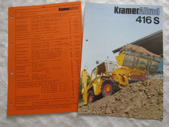 Prospekt Kramer Allrad 416S Baggerlader 11/1988 mit Händlerpreisliste