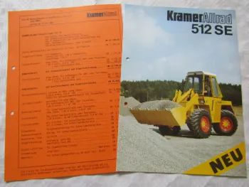 Prospekt Kramer Allrad 512SE Schaufellader 9/89 und Netto Händler Einkaufspreis