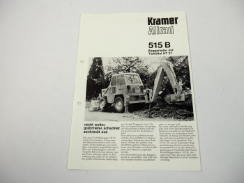 Prospekt Kramer Allrad 515B Baggerlader mit HT21 Tieflöffel 1975