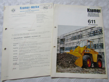 Prospekt Kramer Allrad 611 Schaufellader Radlader 1971 und Preisangebot