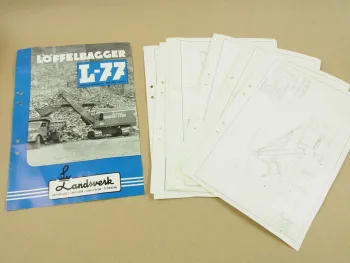 Prospekt Landsverk Löffelbagger L-77 ca 1962 und Datenblätter 1963/64