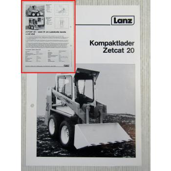 Prospekt Lanz Zetcat 20 Kompaktlader Technische Daten Ausgabe 1984