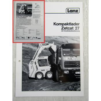 Prospekt Lanz Zetcat 27 Kompaktlader 1984 mit technischen Angaben