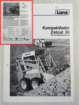 Prospekt Lanz Zetcat 30 mit Zweihebelbedienung Technische Daten 1985