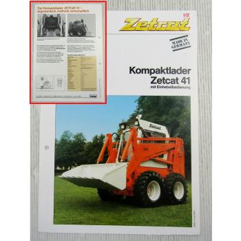 Prospekt Lanz Zetcat 41 Kompaktlader mit Einhebelbedienung Technische Daten 1988