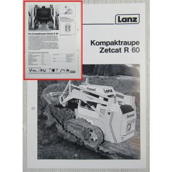 Prospekt Lanz Zetcat R60 Kompaktraupe Technische Daten 1984 Broschüre