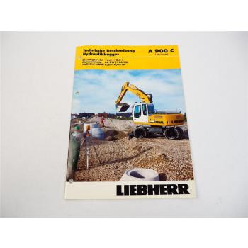 Prospekt Liebherr A 900 C Litronic Hydraulikbagger Technische Beschreibung 2003