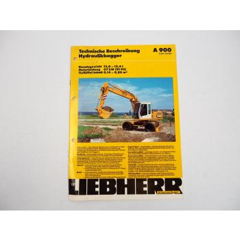 Prospekt Liebherr A 900 Litronic Hydraulikbagger Technische Beschreibung 1994