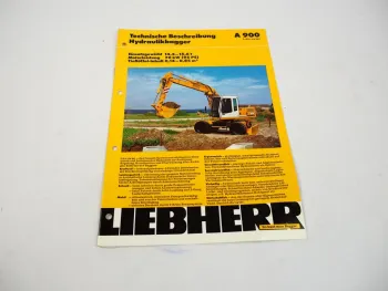 Prospekt Liebherr A 900 Litronic Hydraulikbagger Technische Beschreibung 1996