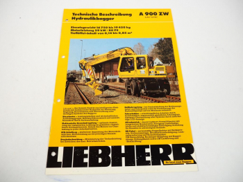 Prospekt Liebherr A 900 ZW Litronic Hydraulikbagger Technische Beschreibung 1993