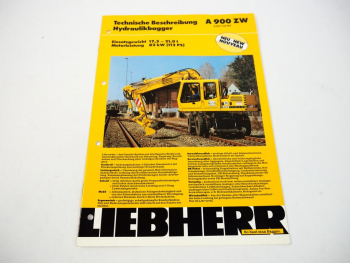 Prospekt Liebherr A 900 ZW Litronic Hydraulikbagger Technische Info 1996