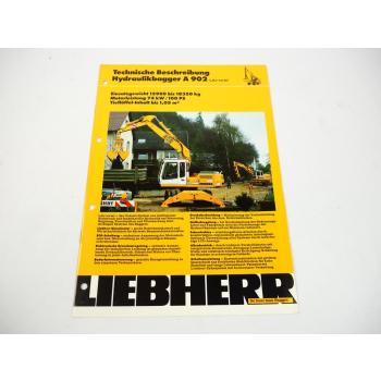 Prospekt Liebherr A 902 Litronic Hydraulikbagger Technische Beschreibung 1993