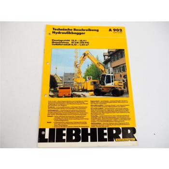 Prospekt Liebherr A 902 Litronic Hydraulikbagger Technische Beschreibung 1995
