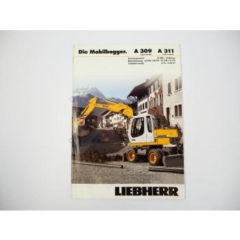 Prospekt Liebherr A309 A311 Litronic Mobilbagger Techn. Beschreibung 2005 Label