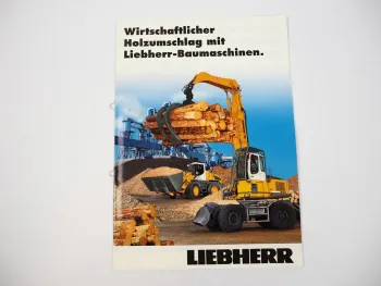 Prospekt Liebherr A904 - A954 Baumaschinen Übersicht Holzumschlag 2007 Label
