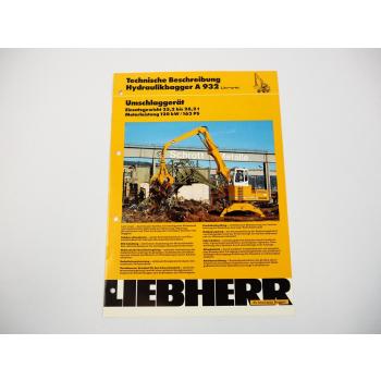 Prospekt Liebherr A932 Hydraulikbagger Technische Beschreibung 12/1990 Label
