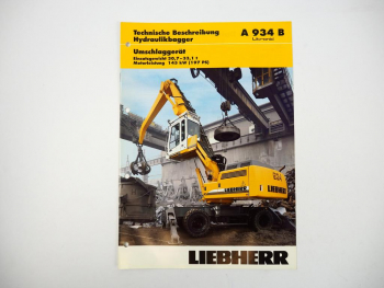 Prospekt Liebherr A934B Umschlaggerät Technische Beschreibung 2003
