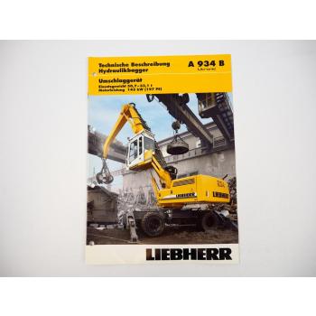 Prospekt Liebherr A934B Umschlaggerät Technische Beschreibung 2003 Label