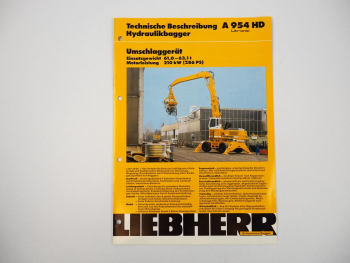 Prospekt Liebherr A954HD Litronic Hydraulikbagger Technische Beschreibung 1997