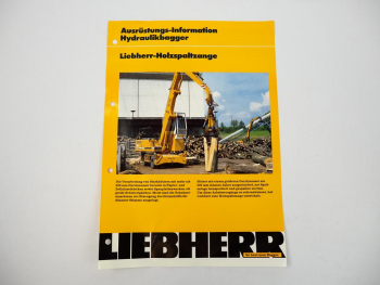 Prospekt Liebherr Holzspaltzange für Hydraulikbagger Ausrüstungsinformation 1995