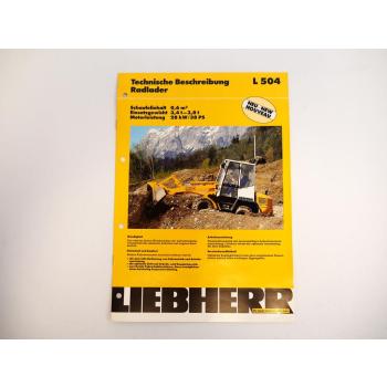 Prospekt Liebherr L504 Radlader Technische Beschreibung 1994 Label