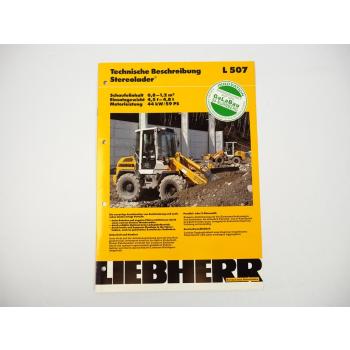 Prospekt Liebherr L507 Stereolader Technische Beschreibung 1995 Label