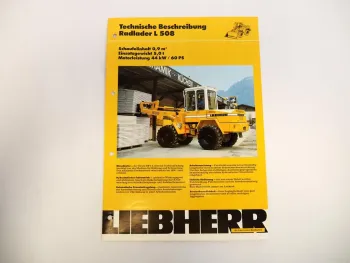 Prospekt Liebherr L508 Radlader Technische Beschreibung 1990 Label