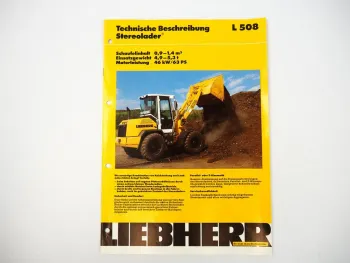 Prospekt Liebherr L508 Stereolader Technische Beschreibung 02.1995 Label