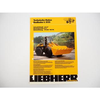 Prospekt Liebherr L522 Radlader Technische Daten 1992 Label