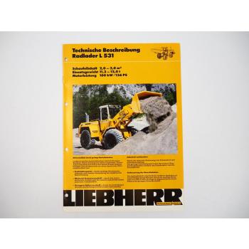 Prospekt Liebherr L531 Radlader Technische Beschreibung 1992 Label