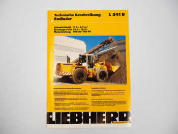 Prospekt Liebherr L541B Radlader Technische Beschreibung 1995 Label