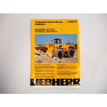 Prospekt Liebherr L551B Radlader Technische Beschreibung 1995 Label