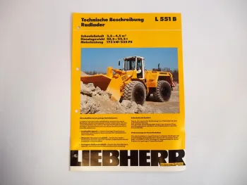 Prospekt Liebherr L551B Radlader Technische Beschreibung 1995 Label