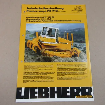 Prospekt Liebherr PR 712 Litronic Planierrraupe Technische Beschreibung 4/1991
