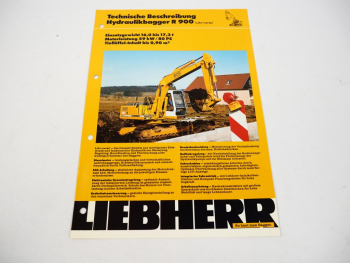 Prospekt Liebherr R 900 Litronic Hydraulikbagger Technische Beschreibung 1992