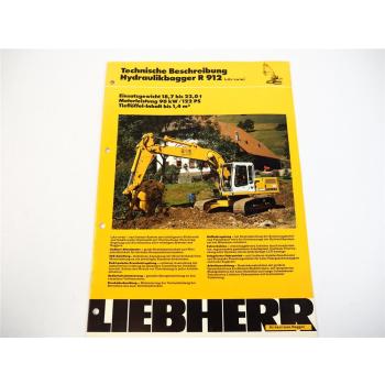 Prospekt Liebherr R 912 Litronic Hydraulikbagger Technische Beschreibung 1992
