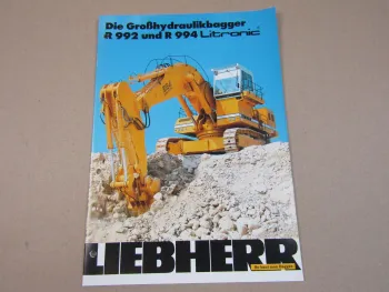 Prospekt Liebherr R 992 994 Litronic Großhydraulikbagger 2/1992