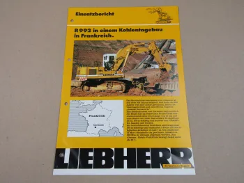 Prospekt Liebherr R 992 Einsatzbericht Kohletagebau Frankreich Carmaux 1/1989