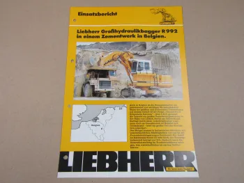 Prospekt Liebherr R 992 Einsatzbericht Zementwerk C.B.R. Belgien 1988
