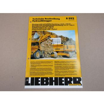 Prospekt Liebherr R 992 Litronic Hydraulikbagger Technische Beschreibung 2001
