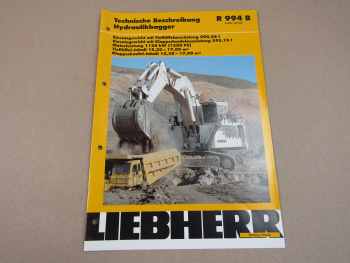 Prospekt Liebherr R 994 B Litronic Bagger Technische Beschreibung 2/2002