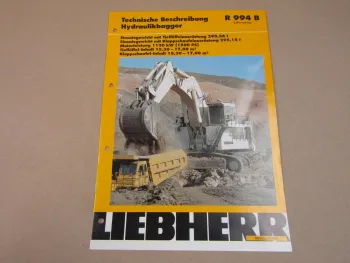 Prospekt Liebherr R 994 B Litronic Hydraulik-Bagger 2002 Technische Beschreibung
