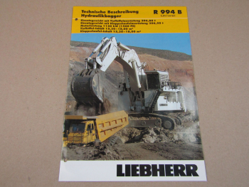 Prospekt Liebherr R 994 B Litronic Hydraulikbagger 2003 Technische Beschreibung