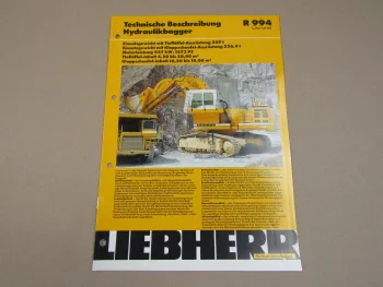 Prospekt Liebherr R 994 Litronic Bagger Technische Beschreibung 1996