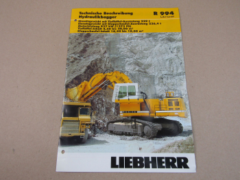 Prospekt Liebherr R 994 Litronic Hydraulik-Bagger 2002 Technische Beschreibung