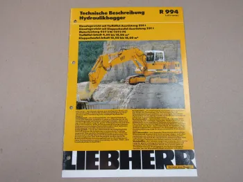 Prospekt Liebherr R 994 Litronic Hydraulik-Bagger 4/94 Technische Beschreibung