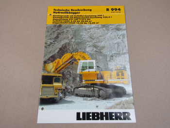 Prospekt Liebherr R 994 Litronic Hydraulikbagger 11/2002 Technische Beschreibung