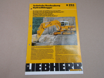 Prospekt Liebherr R 994 Litronic Hydraulikbagger 4/94 Technische Beschreibung