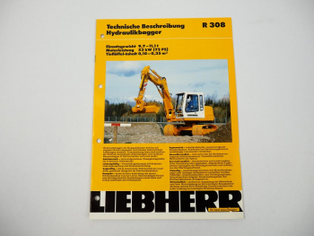 Prospekt Liebherr R308 Hydraulikbagger Technische Beschreibung 1997